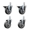Service Caster 4'' Thermoplastic Rubber Swivel 7/8'' Square Stem Caster Set 2 Brakes, 4PK SCC-SQ20S414-TPRB-PLB-78-2-S-2 - alternate 1